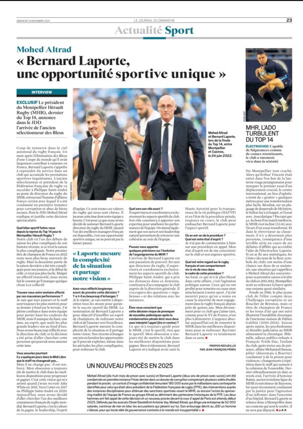 Mohed Altrad: "Bernard Laporte, a unique sporting opportunity" (French article)