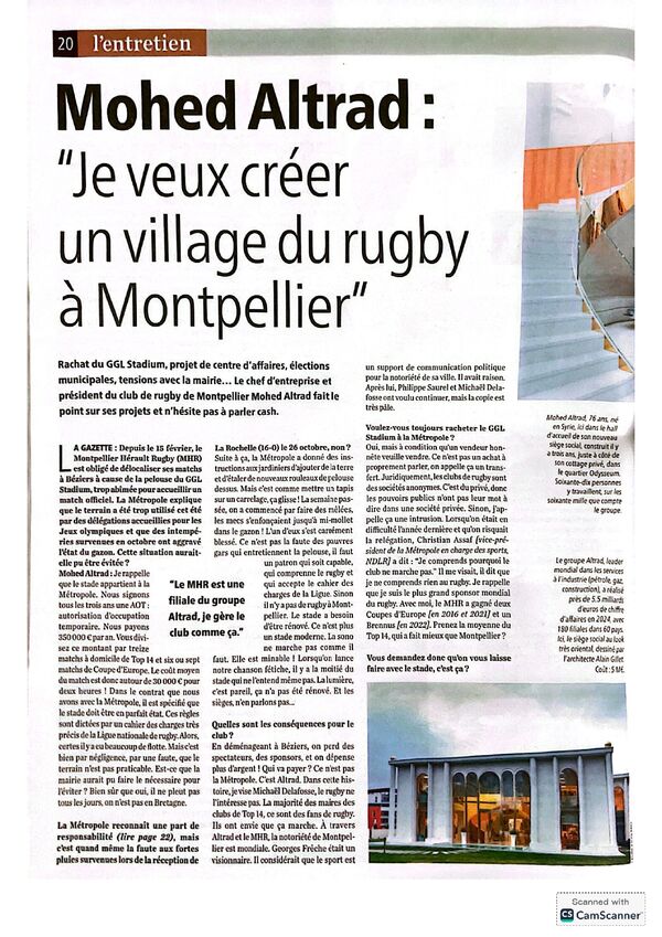 La Gazette de Montpellier - Mohed Altrad_Je veux créer un village du rugby - Mars 2025